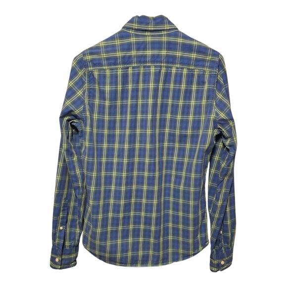 Abercrombie & Fitch Muscle Fit Mens Button Down Shirt Size M Blue Plaid Preppy - Picture 3 of 10